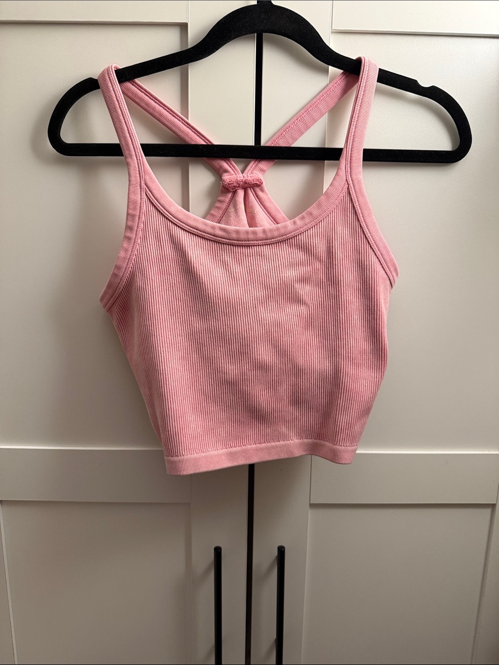 Soft Pink Ribbed Crop Tank